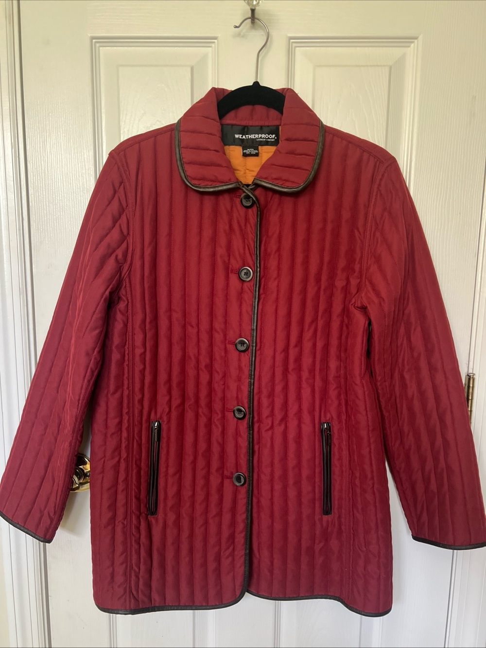 Vtg Weatherproof Maroon Wine Color Quilted Insulated 3/4 coat Sz S/CH buttons